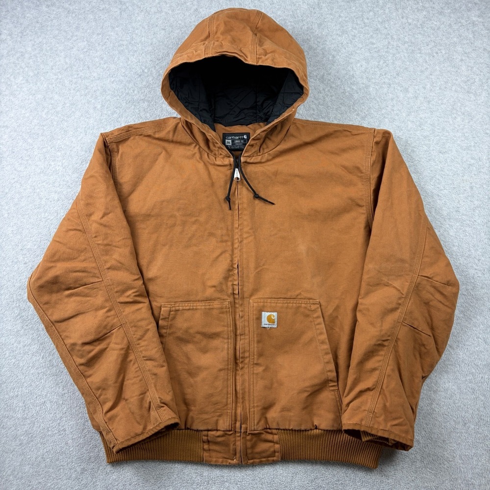 Carhartt Active Jac Jacket Mens 2XL Brown Washed Duck Thinsulate J130 Hooded Zip